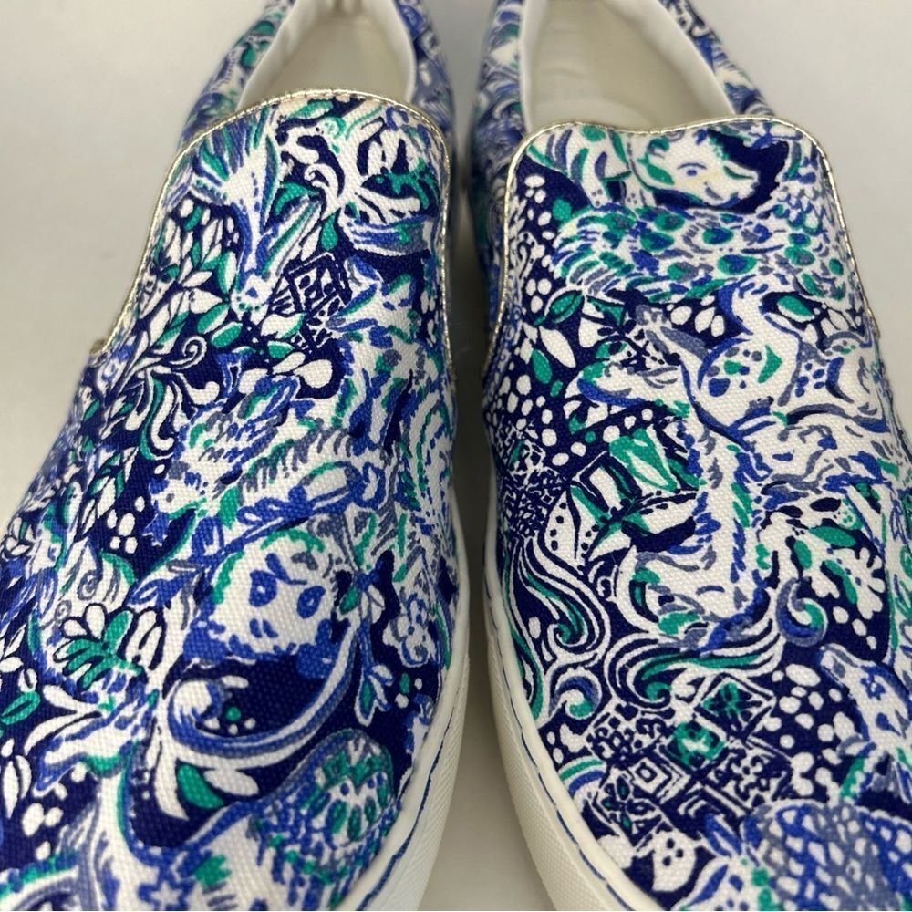 Lilly Pulitzer Julie Slip-on Blue Green Animal Print Women’s Sneakers Size 8 - Picture 7 of 10